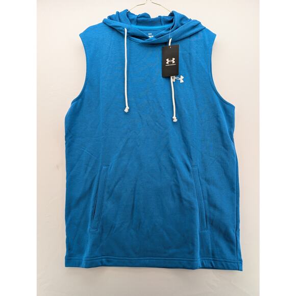 NWT Under Armour Men's UA Rival Terry Sleeveless Hoodie in Horizon Blue sz M - Picture 1 of 6